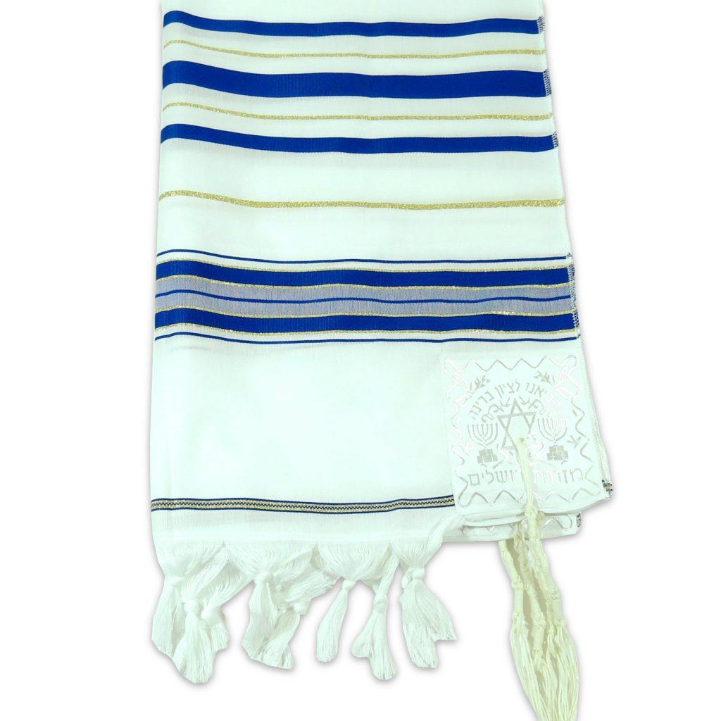 Kosher Tallit Talis Prayer Shawl - Acrylic, Blue And Silver, 55x74 Inches, Handmade In Israel
