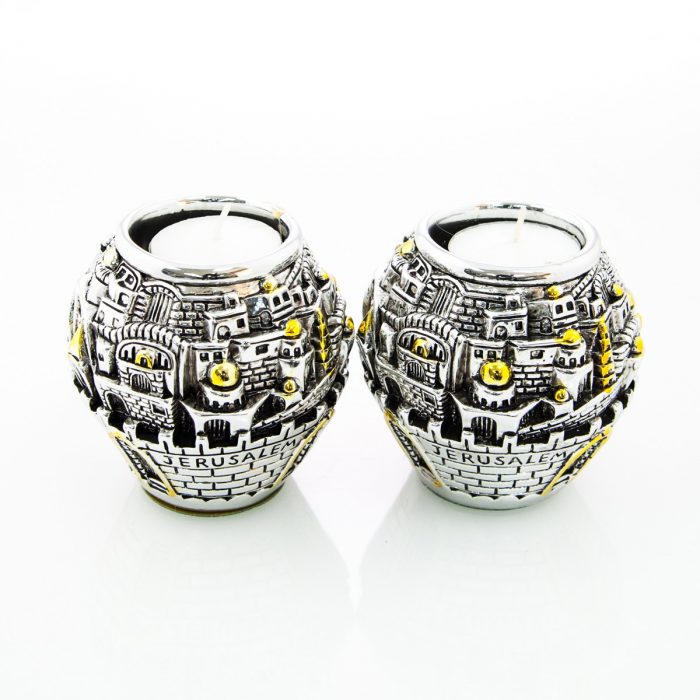 Candle Holders - Silverplated Jerusalem, set of two