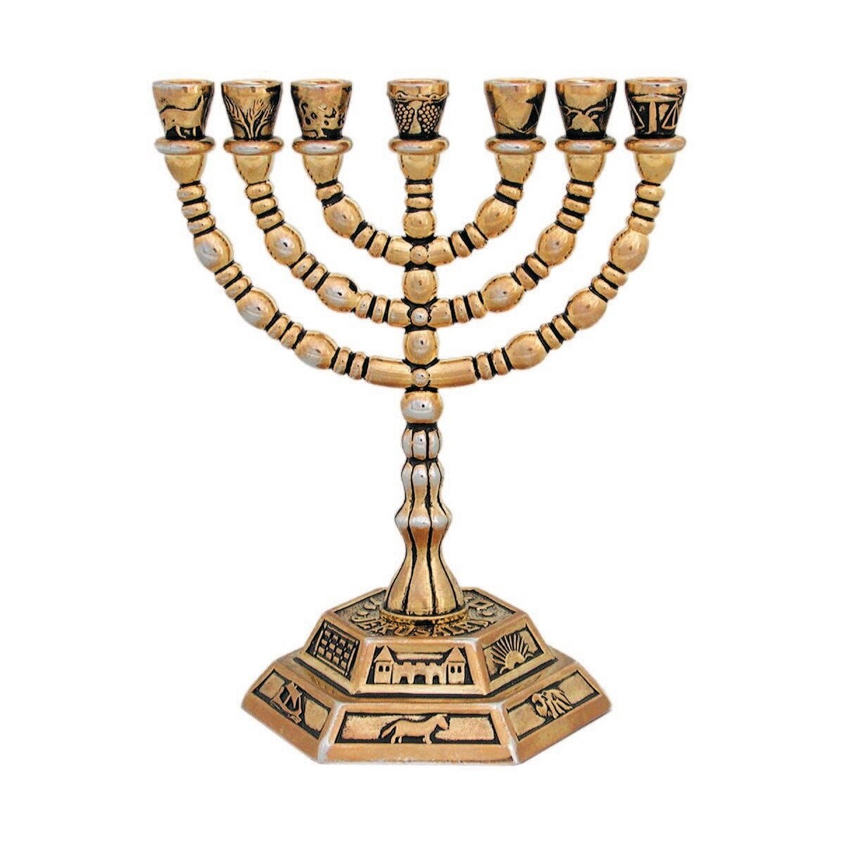 Menorah 12 Tribes of Israel, Gold color Galilee Calendars