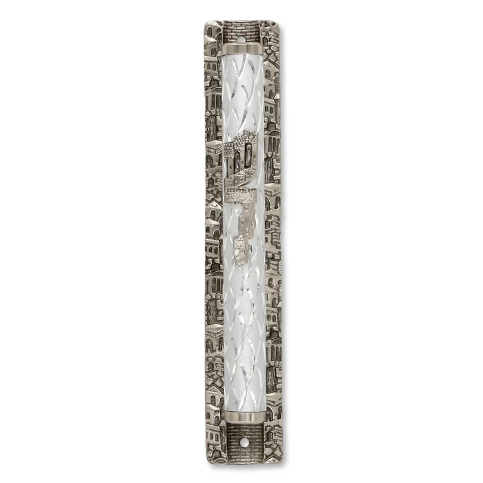Mezuzah - Artistic Silver Plated Jerusalem Buildings, silver design
