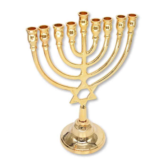 Chanukiah - Gold Plated with Star of David - Image 2