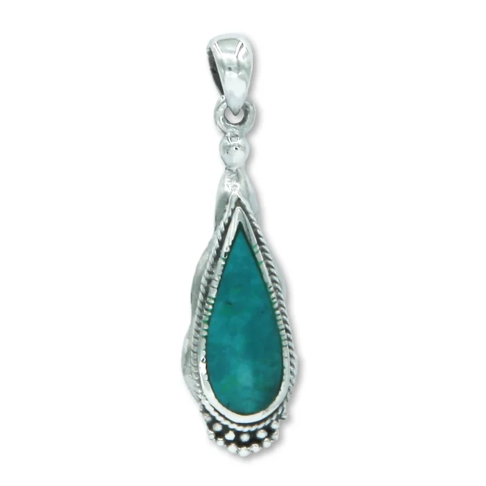 Pendant - Eilat Stone Teardrop Set in 925 Sterling Silver
