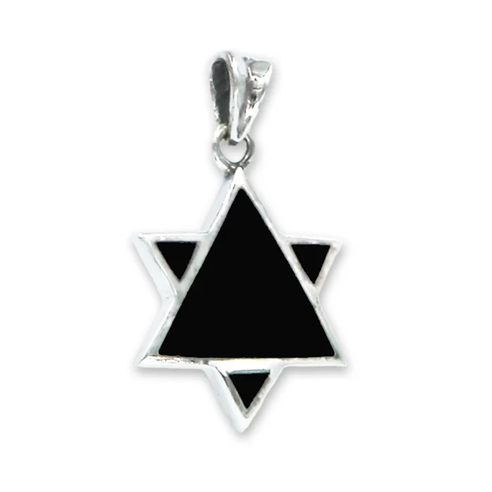 Pendant - Modern Star of David, Onyx and 925 Sterling Silver