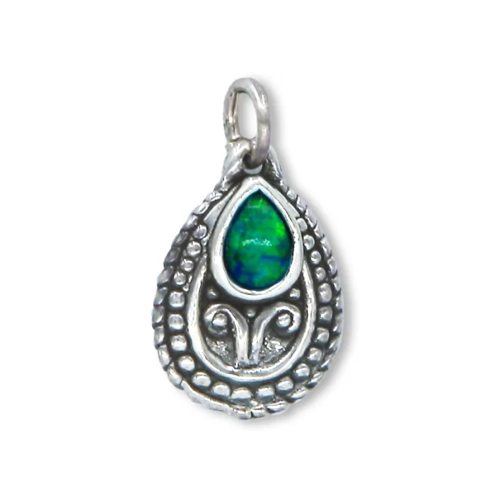 Pendant - Teardrop 925 Sterling Silver Filigree with Teardrop Opal
