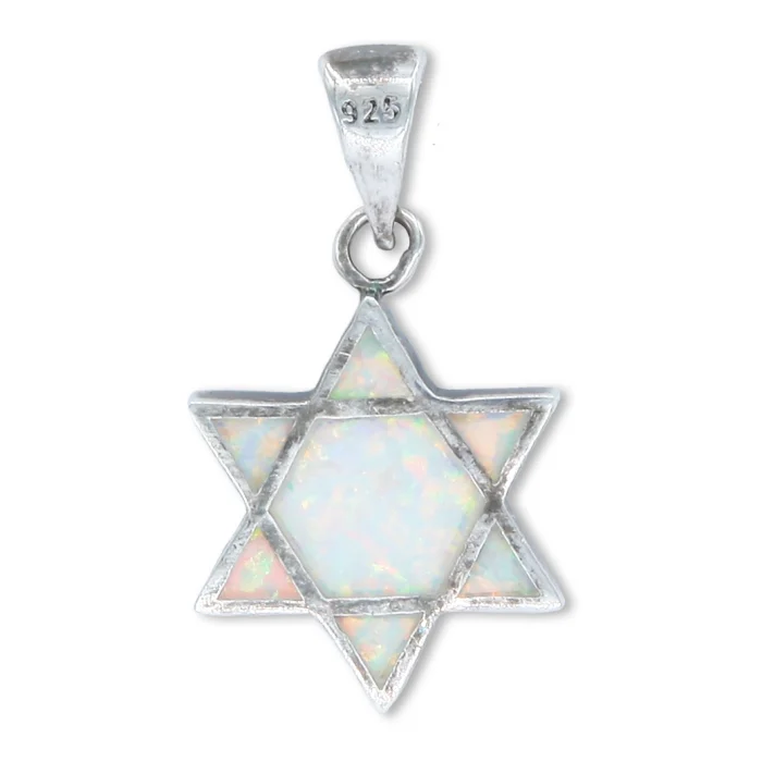 Pendant - Star of david 925 Sterling Silver, reversable opal blue/white - Image 2