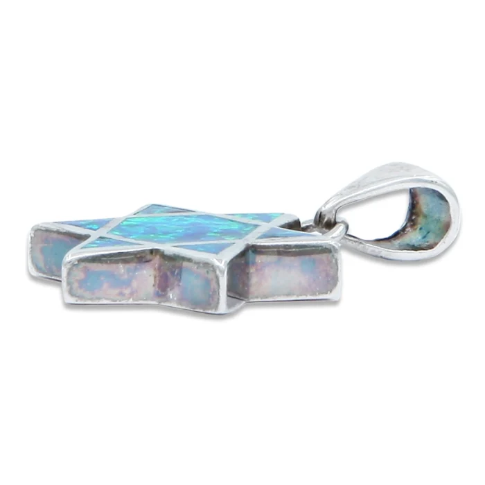 Pendant - Star of david 925 Sterling Silver, reversable opal blue/white - Image 3