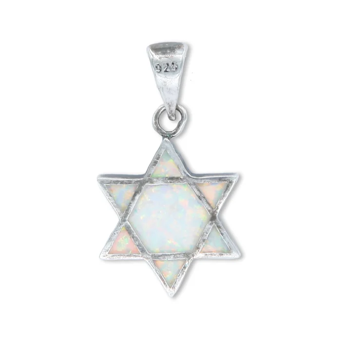 Pendant - Star of david 925 Sterling Silver, reversable opal blue/white, small - Image 2