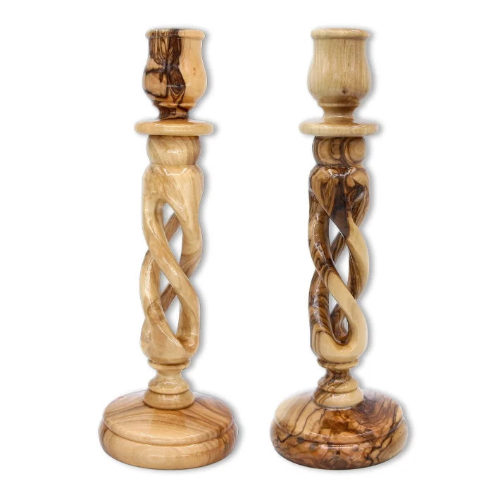 Candle Holders – Olive wood, Set of 2 - Image 2