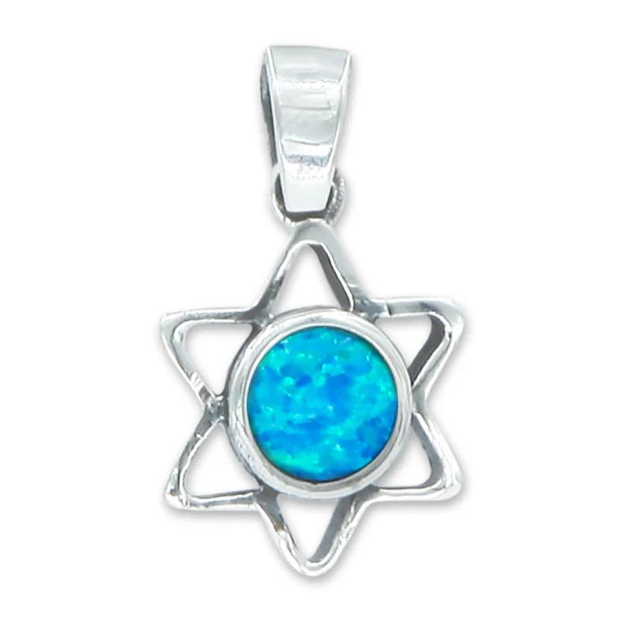 Pendant - Star of David 925 Sterling Silver with Opal in Center - Image 2