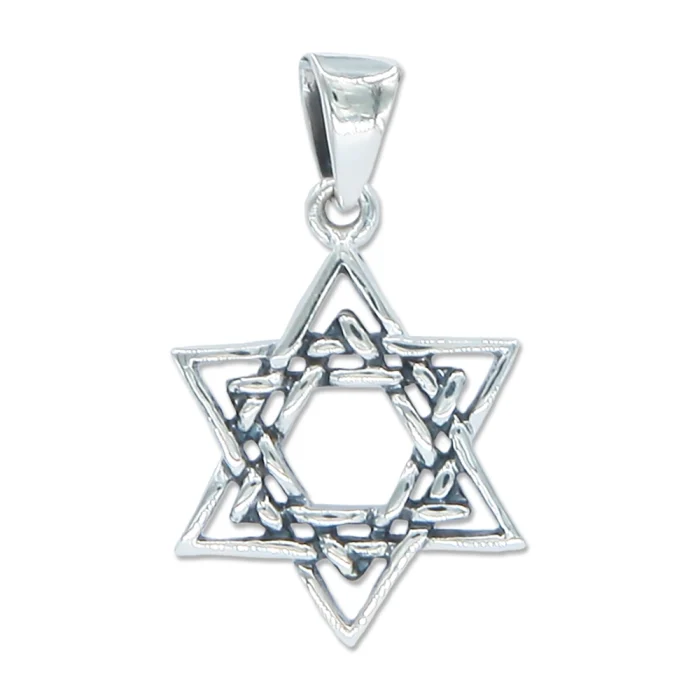 Pendant - Double Star of David in 925 Sterling Silver, with chain