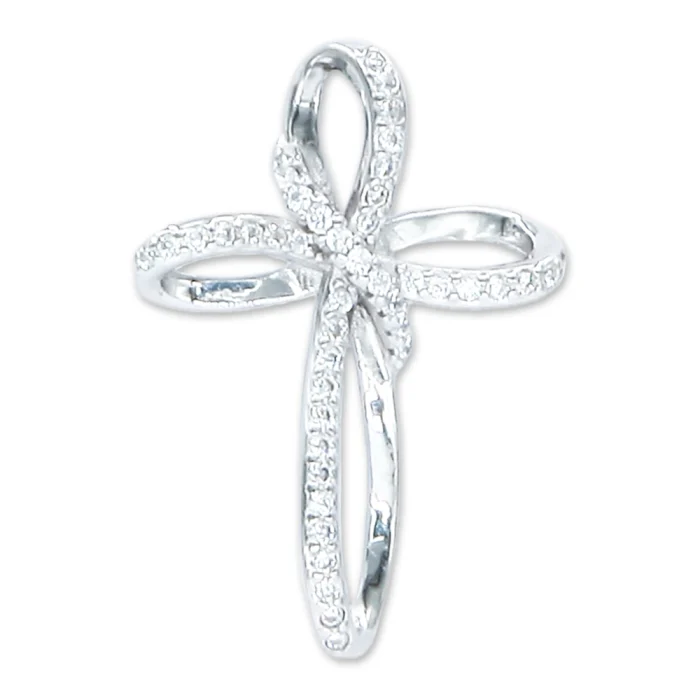 Pendant - Infinity Cross 925 Sterling Silver with Cubic Zirconia Stones