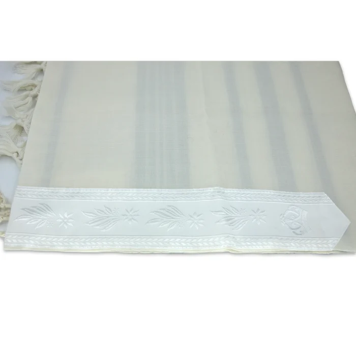 Tallit (Prayer Shawl) 100% Wool - Black and White stripes - Size Medium - Image 3