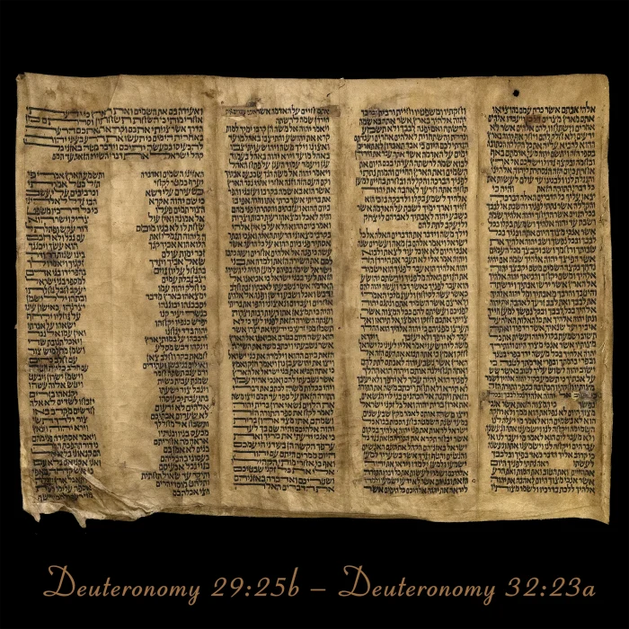 Torah Scroll - Antique Sephardic Torah Fragment Handwritten, Deuteronomy 29:25b – Deuteronomy 32:24a