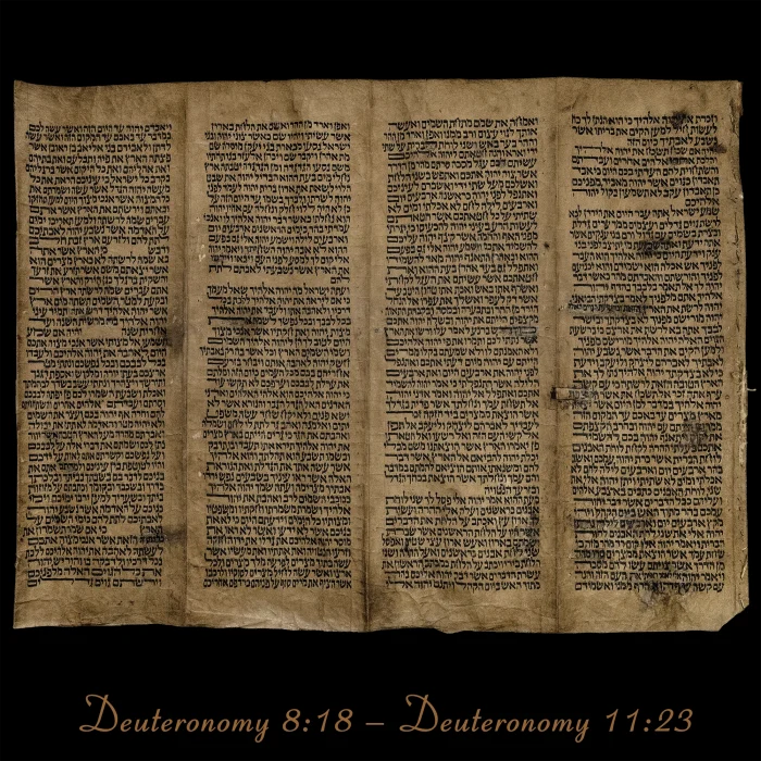 Torah Scroll - Antique Sephardic Torah Fragment Handwritten, Deuteronomy 8:18 – Deuteronomy 11:23
