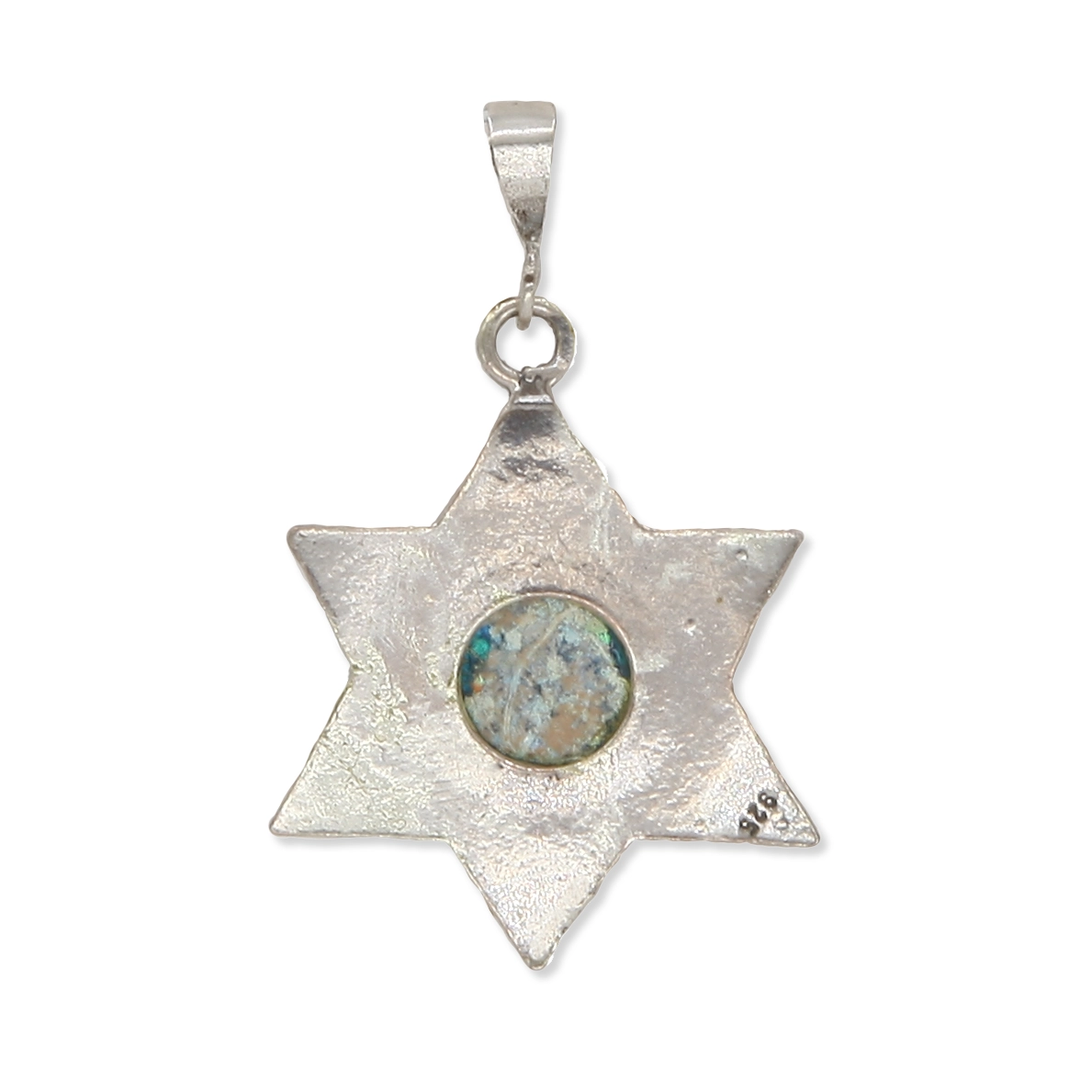 Pendant - Star of David with Roman Glass in Center set in 925 Sterling Silver - Image 2