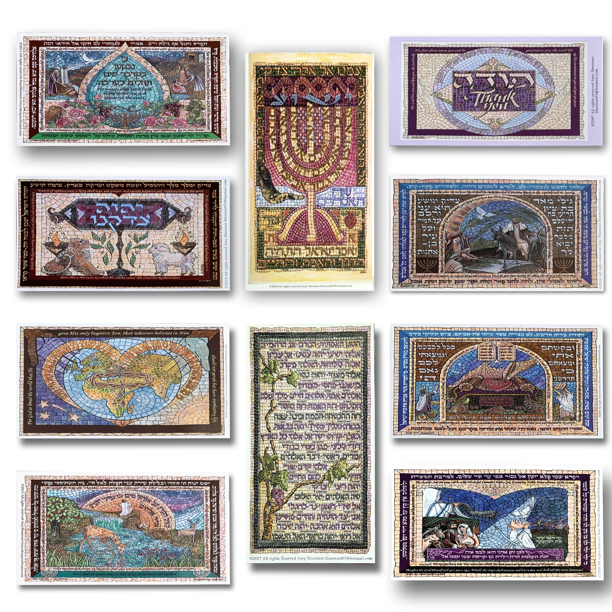 Set 50 Bookmarks, Gift Tags - 5 Each of 10 Designs