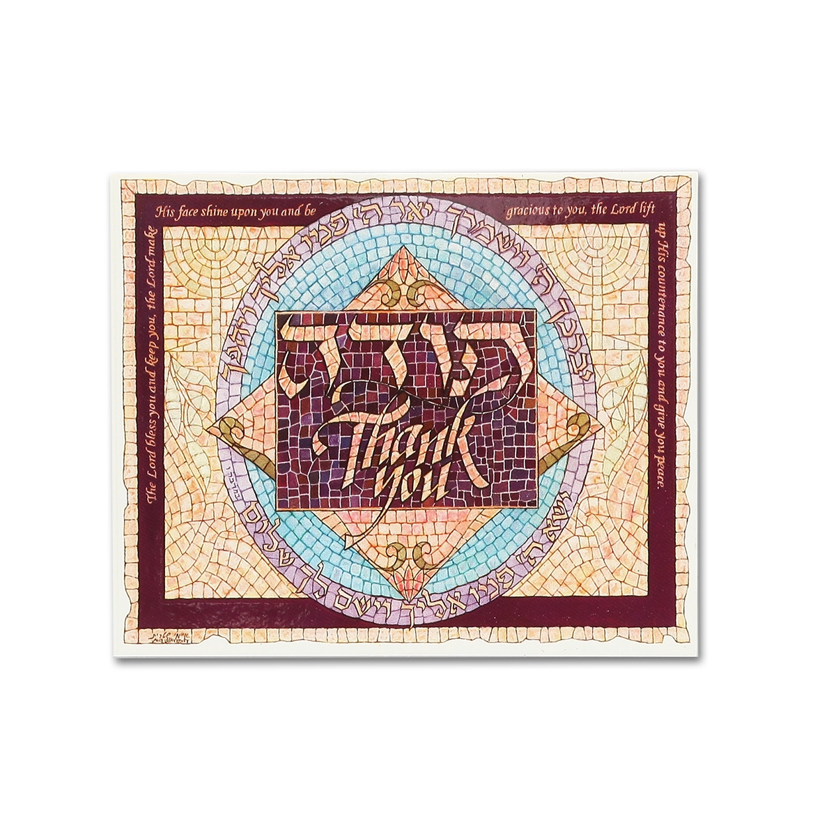 Art Print - Mini Mosaic Greeting Card; Thank You, Set of 3