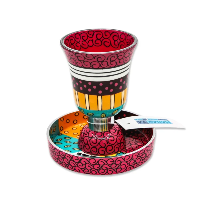 Kiddush Cup - Festive Burgundy Hand Painted