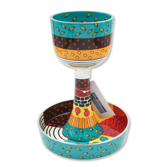 Kiddush Cup - Festive Colorful Hand Painted, large