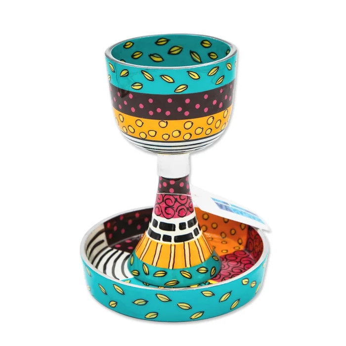 Kiddush Cup - Festive Colorful Hand Painted
