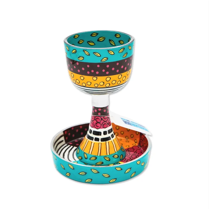 Kiddush Cup - Festive Colorful Hand Painted