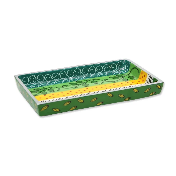 Festive Green Hand Painted Tray